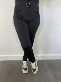Travel broek met koord zwart