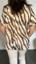 Ballon shirt met elastiek Zebra bruin
