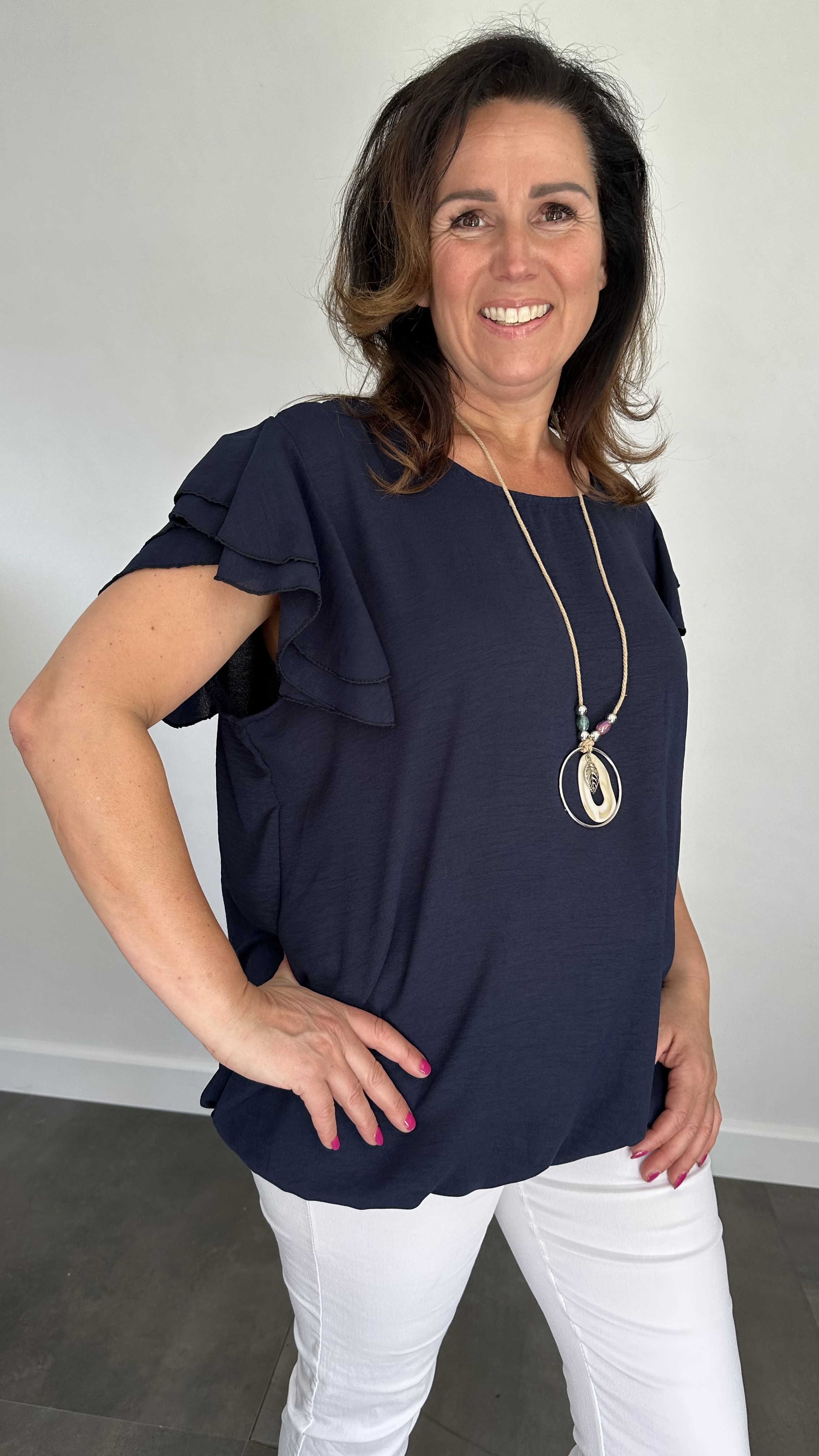 Shirt Celine met ketting +SIZE marine