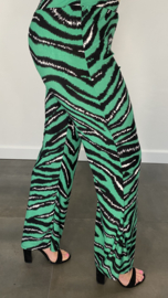 Broek met wijde pijpen tijger groen