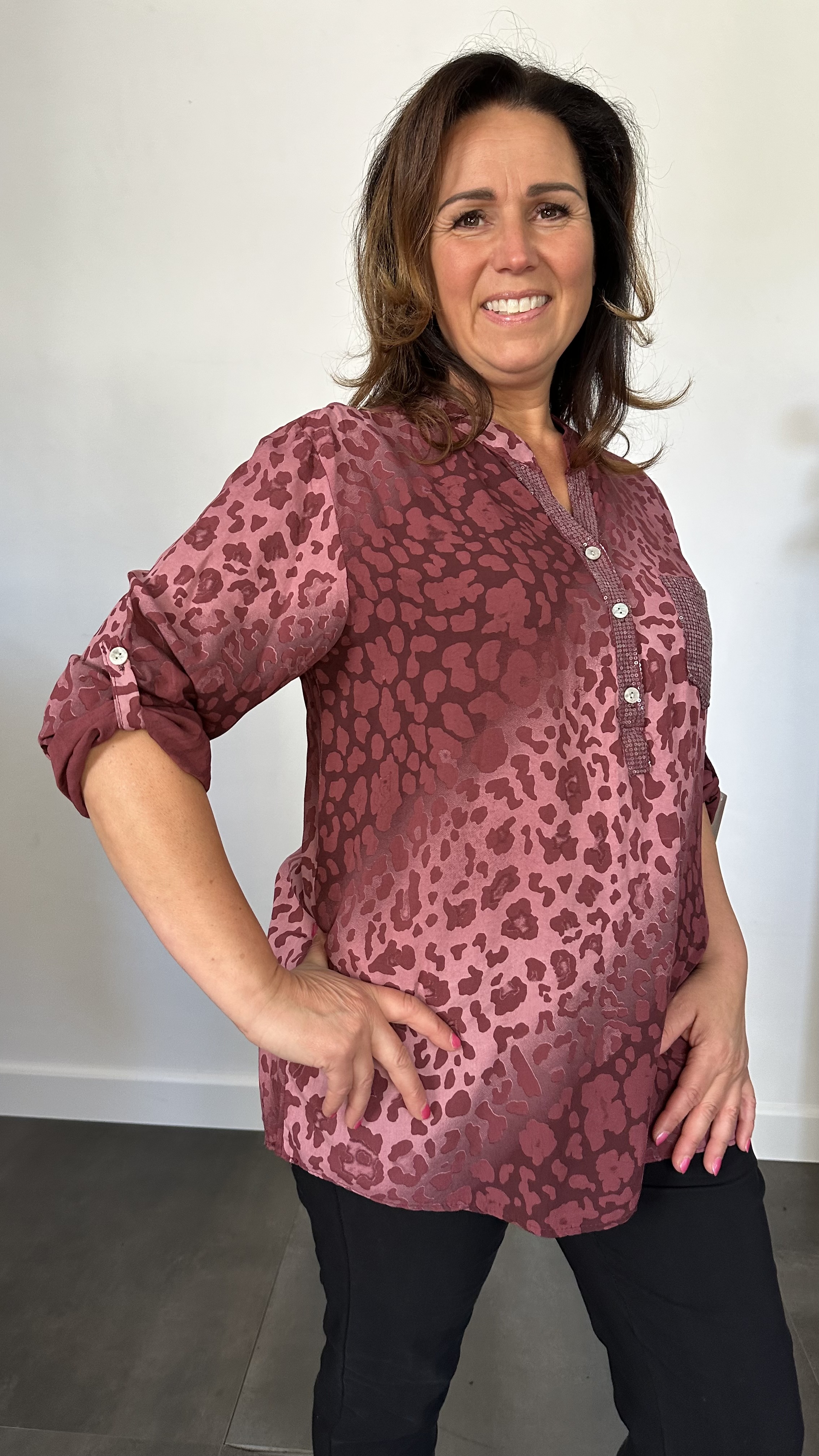 Blouse panter bling bordeaux