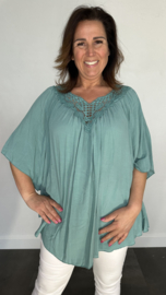 Tuniek/ blouse chantal met kant zee groen +SIZE