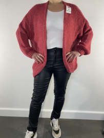 Kort grof gebreid vest cerise