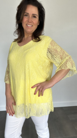 Kanten blouse Ilse +SIZE geel