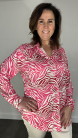 Stretch blouse travel zebra fuchsia