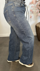 Redberry WIDE leg jeans met denim glitter koord