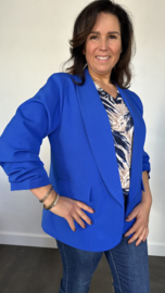 Blazer Marjan met gesmokte mouw kobalt