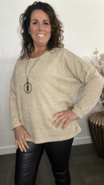 Velvet trui Molly + Ketting Zand