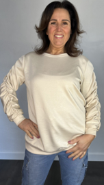 Sweater met gesmokte mouwen beige/ zand