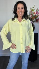 Crepe blouse met trompet mouw Geel