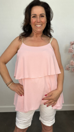 2-Laags top gevlochten schouderbandjes Roze
