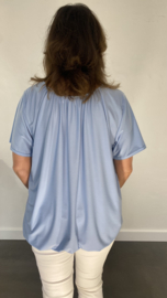Ballon shirt travel met elastiek licht blauw