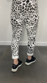 Cargo joggjeans panter zwart wit