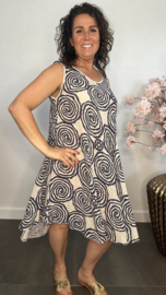 Linnenlook jurk Lenny-Cirkels zand