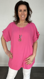 Shirt Kelly crepe met plissé strook fuchsia