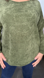 Baby rib sweater 2D reliëf print Army