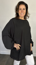 Lange top met gesmokte mouw +SIZE zwart