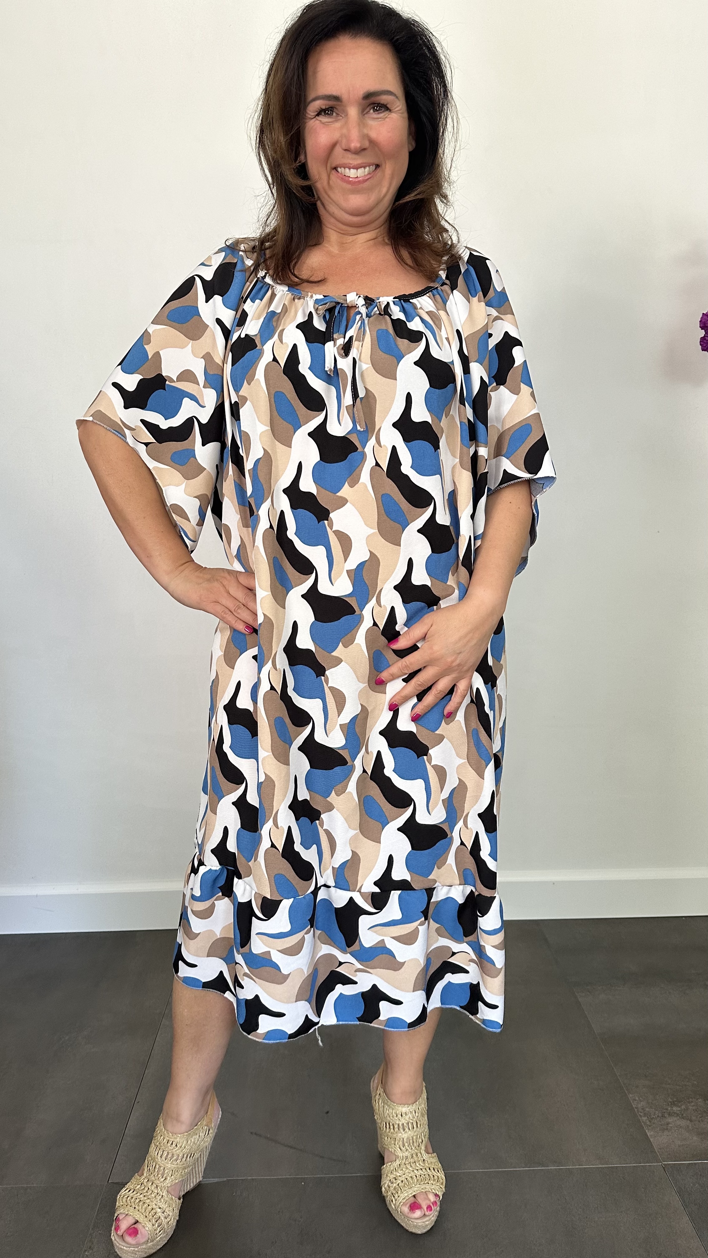 Jurk Rosita cammo +SIZE blauw