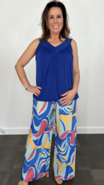 Plisse broek met wijde pijp FANTASIA turquoise SALE