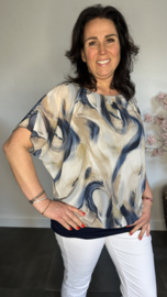 Blouse met boord Marble marine