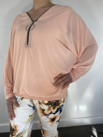 Blouse met boord new zipp  lange mouw peach