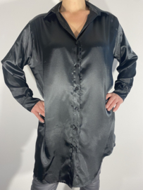 Lange satijnen blouse zwart