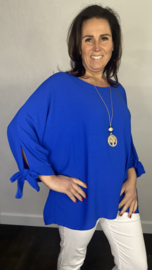 Top met strikjes & ketting + Size kobalt
