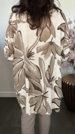Blouse Kenzi gebloemd Taupe