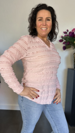 Top met v-hals ruffles Roze