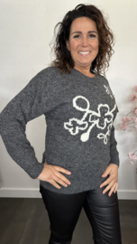 Gebreide trui Fleur Donker Grijs