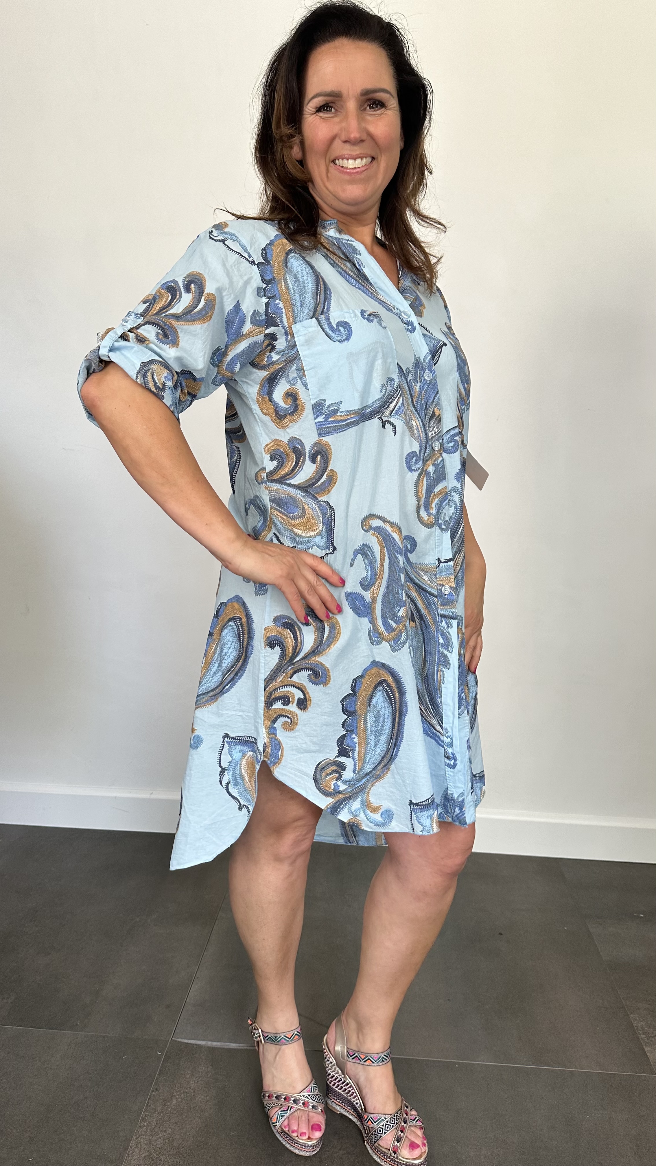 Blouse/jurk Sanne paisley licht blauw