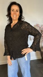 Kanten blouse Tara met stretch Zwart