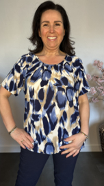 Ballon shirt met elastiek panter blauw