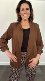 Blazer Marjan met gesmokte mouw bruin