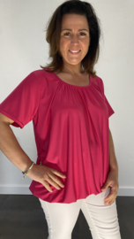 Ballon shirt travel met elastiek fuchsia (donker)