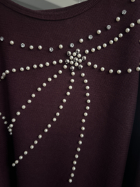 Trui Estelle met parels Bordeaux