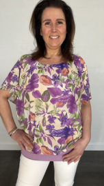 Blouse met boord bloesem lila