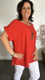 Shirt Nora kant +ketting Rood