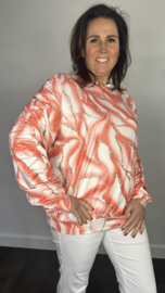Soft shirt met gesmokte mouwen Brenda koraal