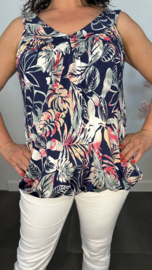 Ballon top met V-hals Kentia palm marine