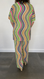 2-Delig comfy pak coloured wave groen SALE