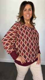 Blouse met boord wavy bordeaux