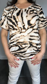 Ballon shirt met elastiek New zebra zwart/zand/ ecru