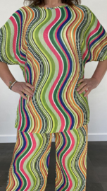 2-Delig comfy pak coloured wave groen SALE