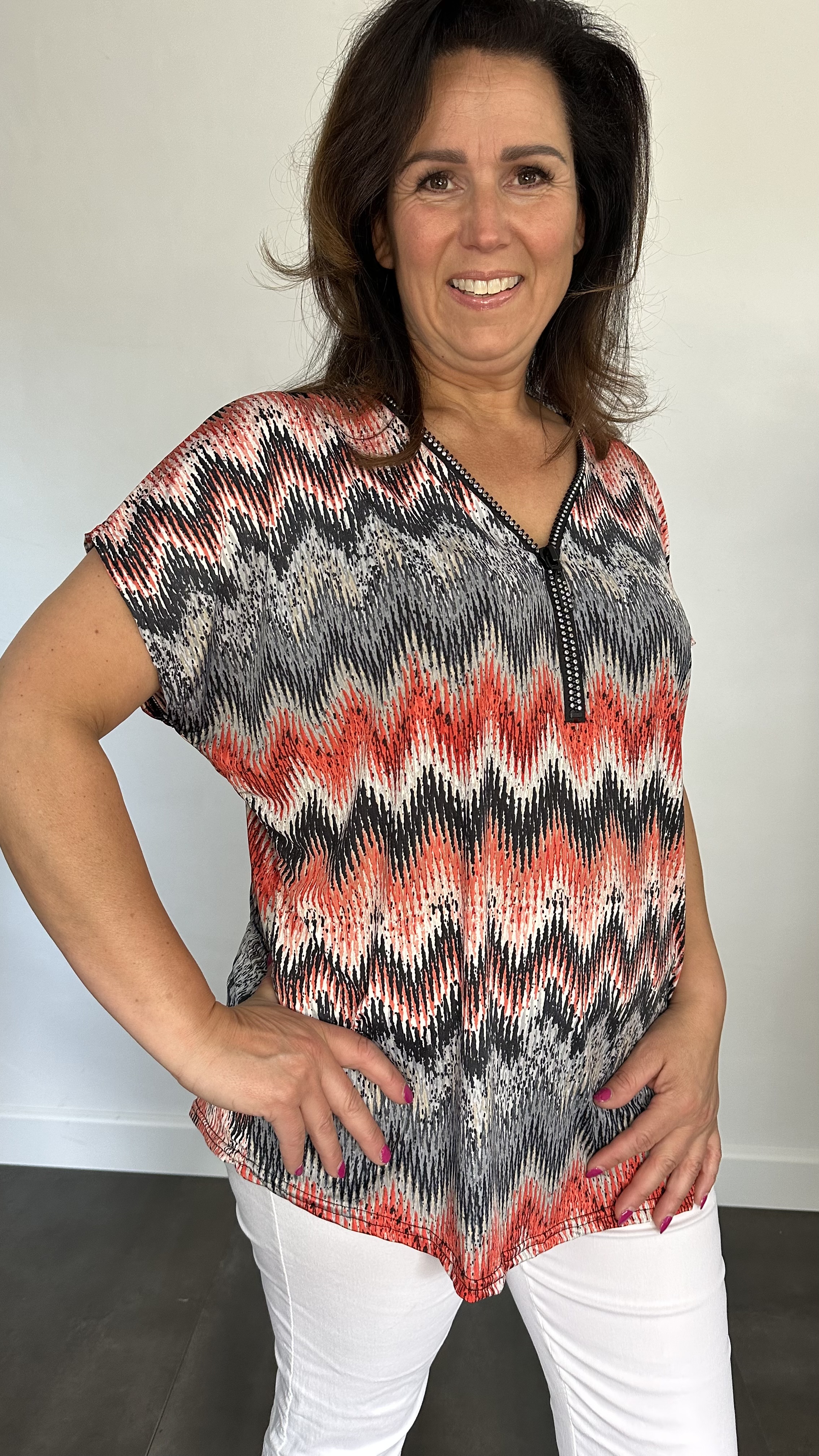 Shirt Zipp zigzag rood