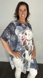 Voile blouse/ tuniek Mandala antraciet