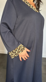 Sweaterdress panter +SIZE marine SALE