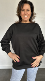 Sweater met ruches aan de mouw zwart