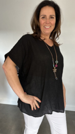 Shirt Lucy met ketting +Size zwart