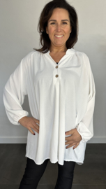 Tuniek met knoopjes crepe +SIZE ecru